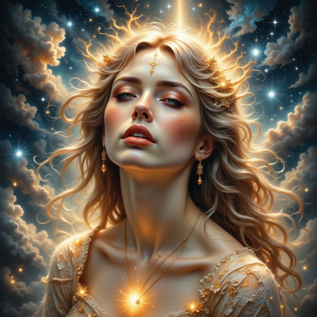 Ethereal Celestial Being Radiates Cosmic Joy