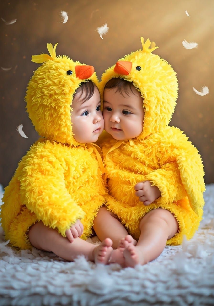 Adorable Babies in Whimsical Chick Costumes