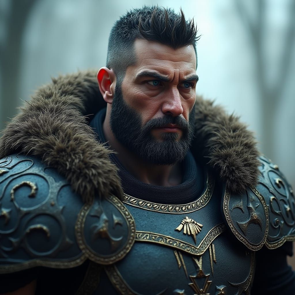 Armored Warrior Radiates Strength and Confidence