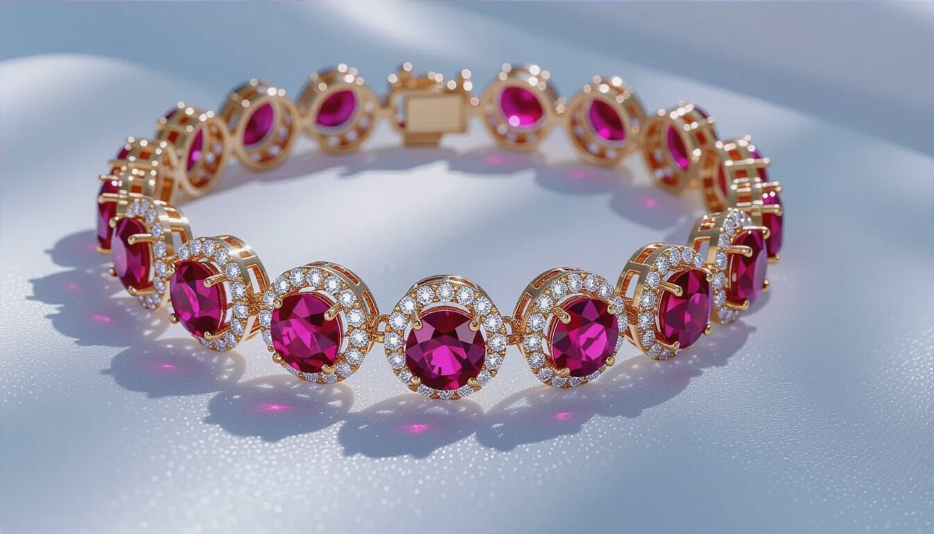 Regal Ruby and Diamond Necklace: Hyperrealistic 3D Render