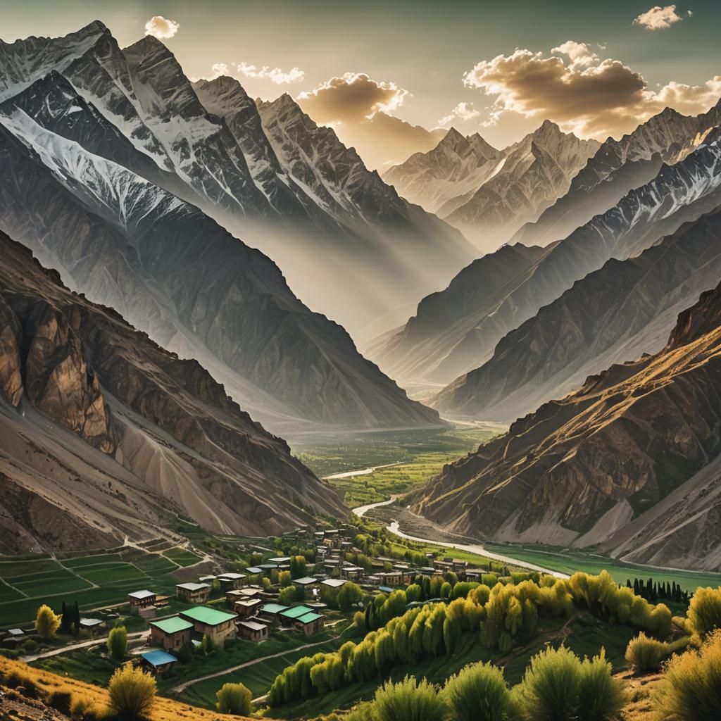 Scenic Hunza Mountains at Golden Hour
