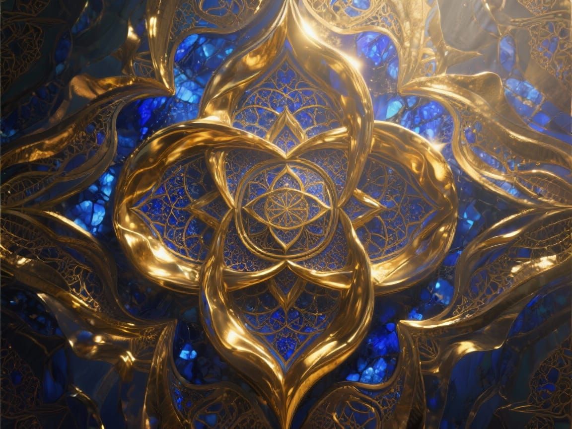 Abstract Nasrid Art in Liquid Gold and Lapis Lazuli
