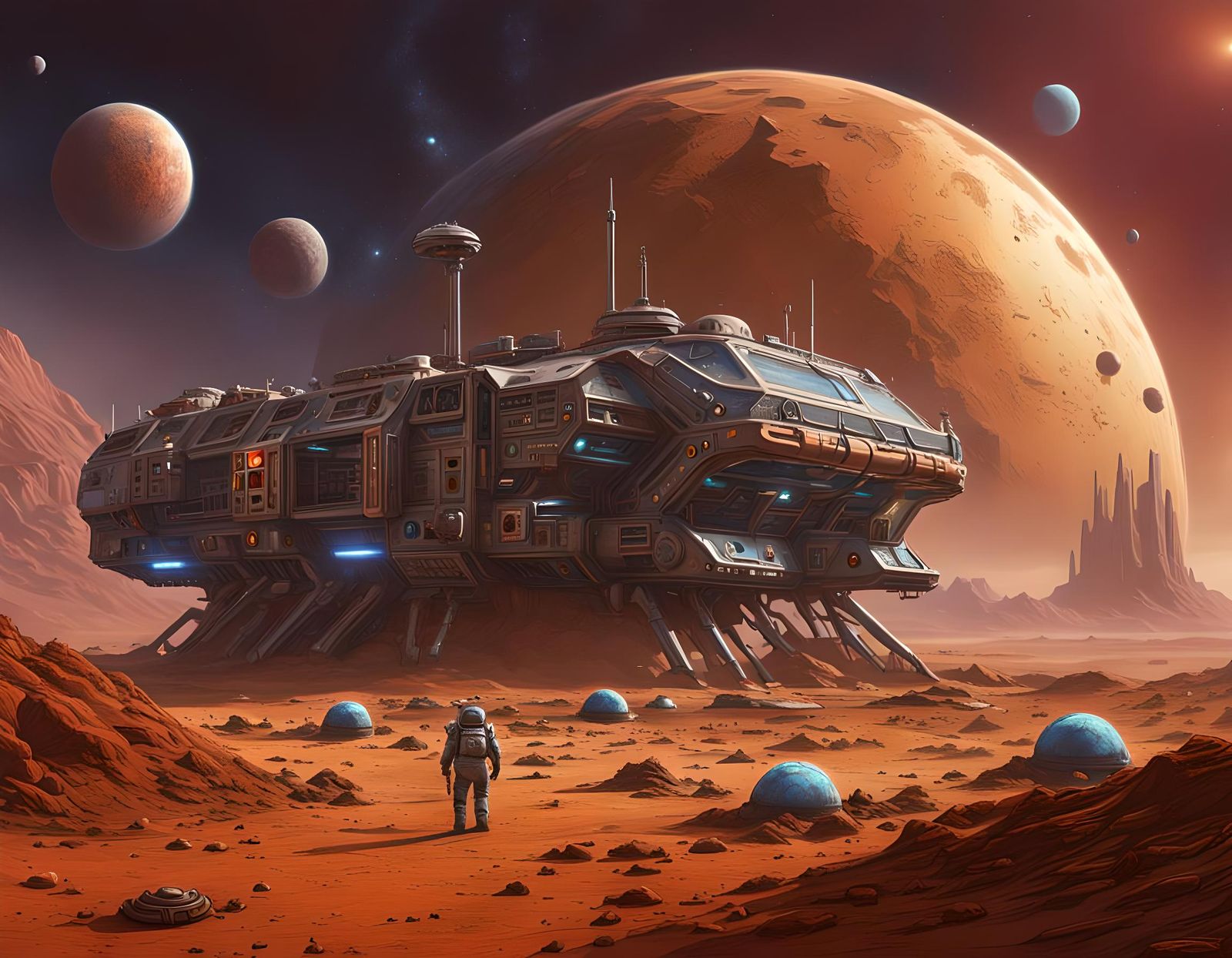 Mars Space Colony: Detailed Matte Painting