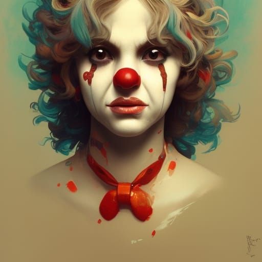 Cute Clown Portrait in Hyperdetailed Digital Art Style