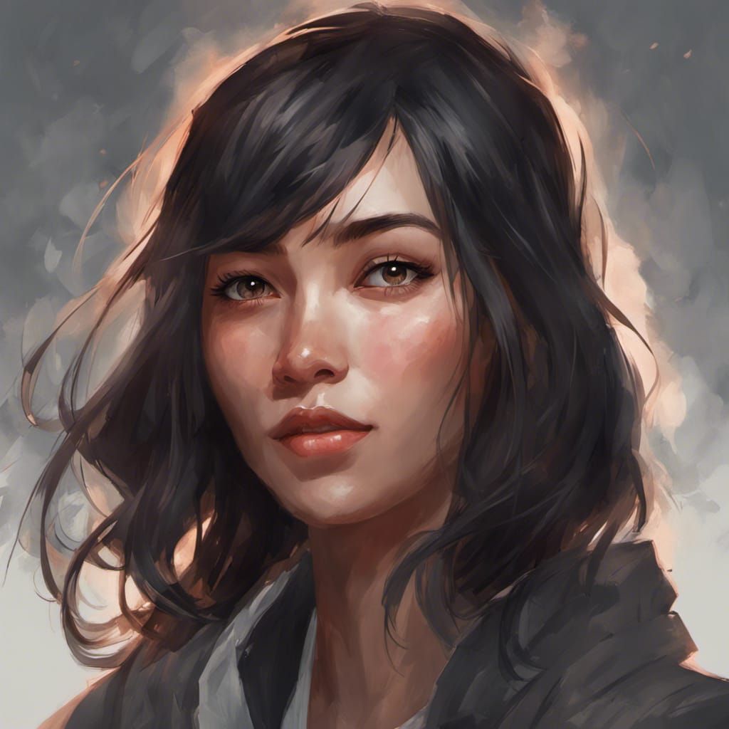 Beautiful Wise Woman Portrait in Art Nouveau Style