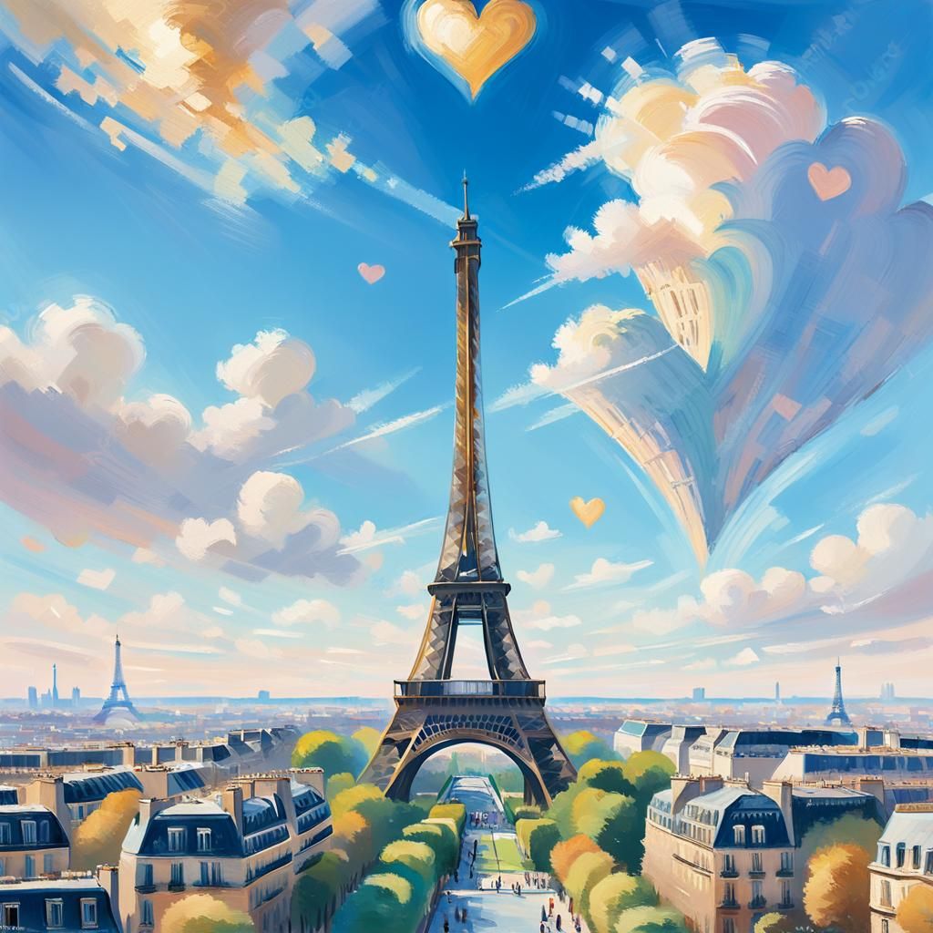Eiffel Tower: Impressionist Paris Cityscape in Monet Style