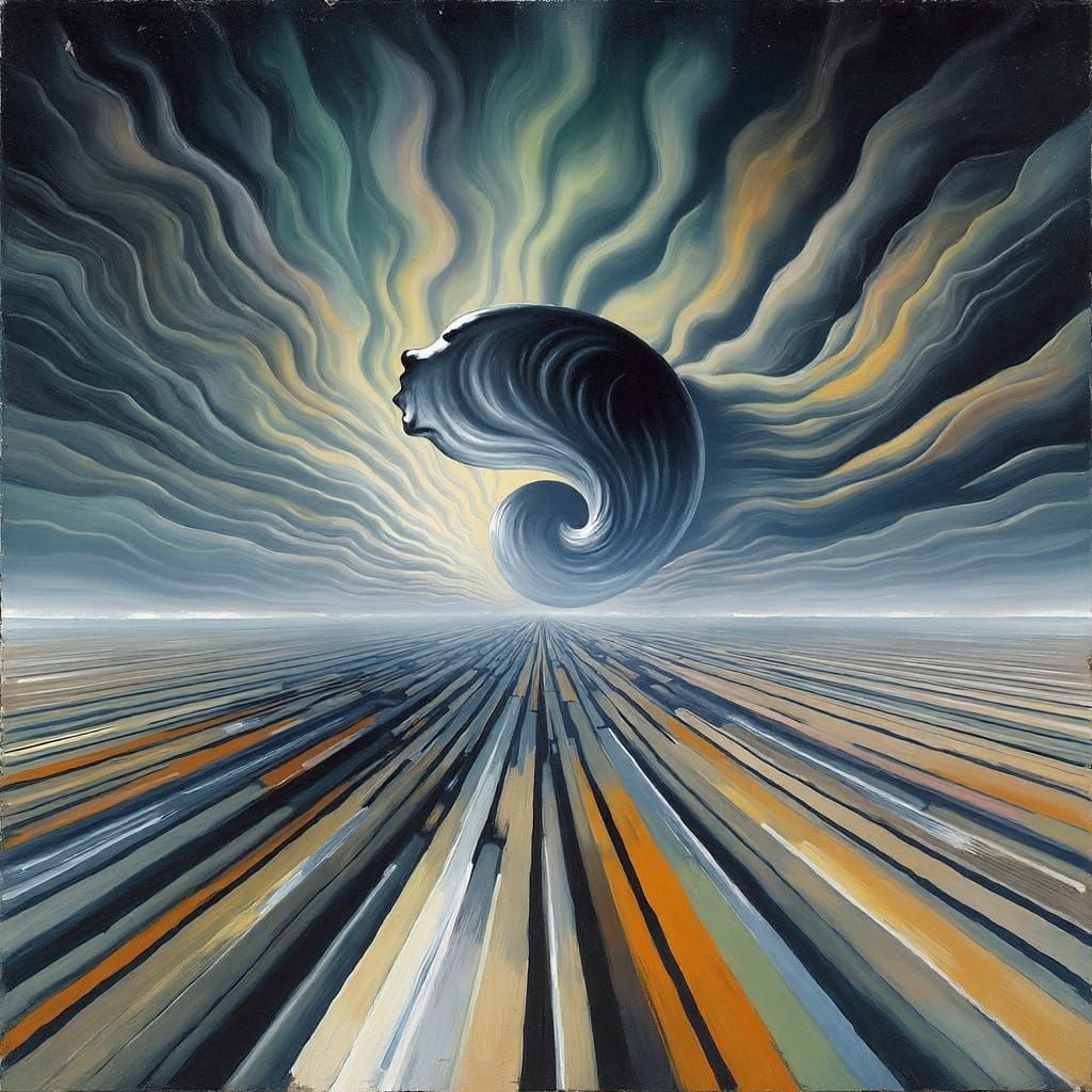 Dreamlike Woman: Surreal Oil Painting with Abstract Features