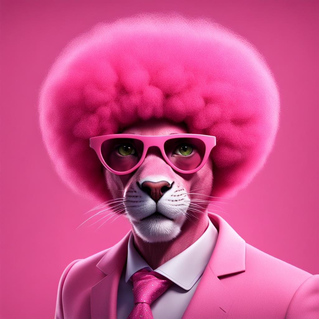 Pink Panther Rocks an Afro Hairstyle