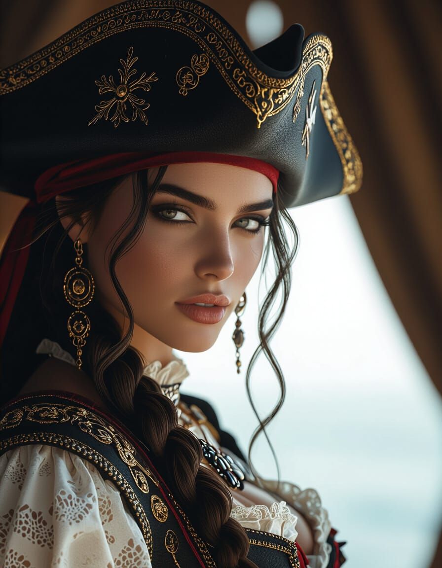 Photo Realistic Pirate Queen Portrait in Cinematic Style