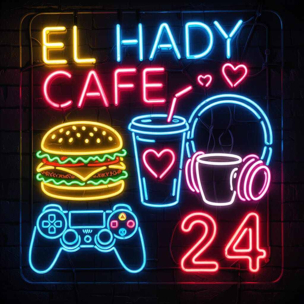 El Hady Cafe Neon Sign in Modern Style