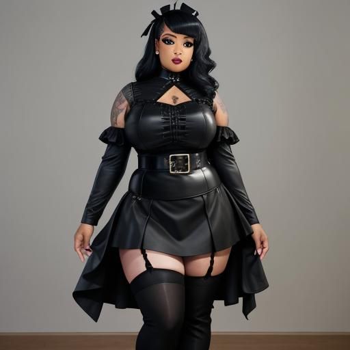 Gothic Woman in Leather and Lace Fashion