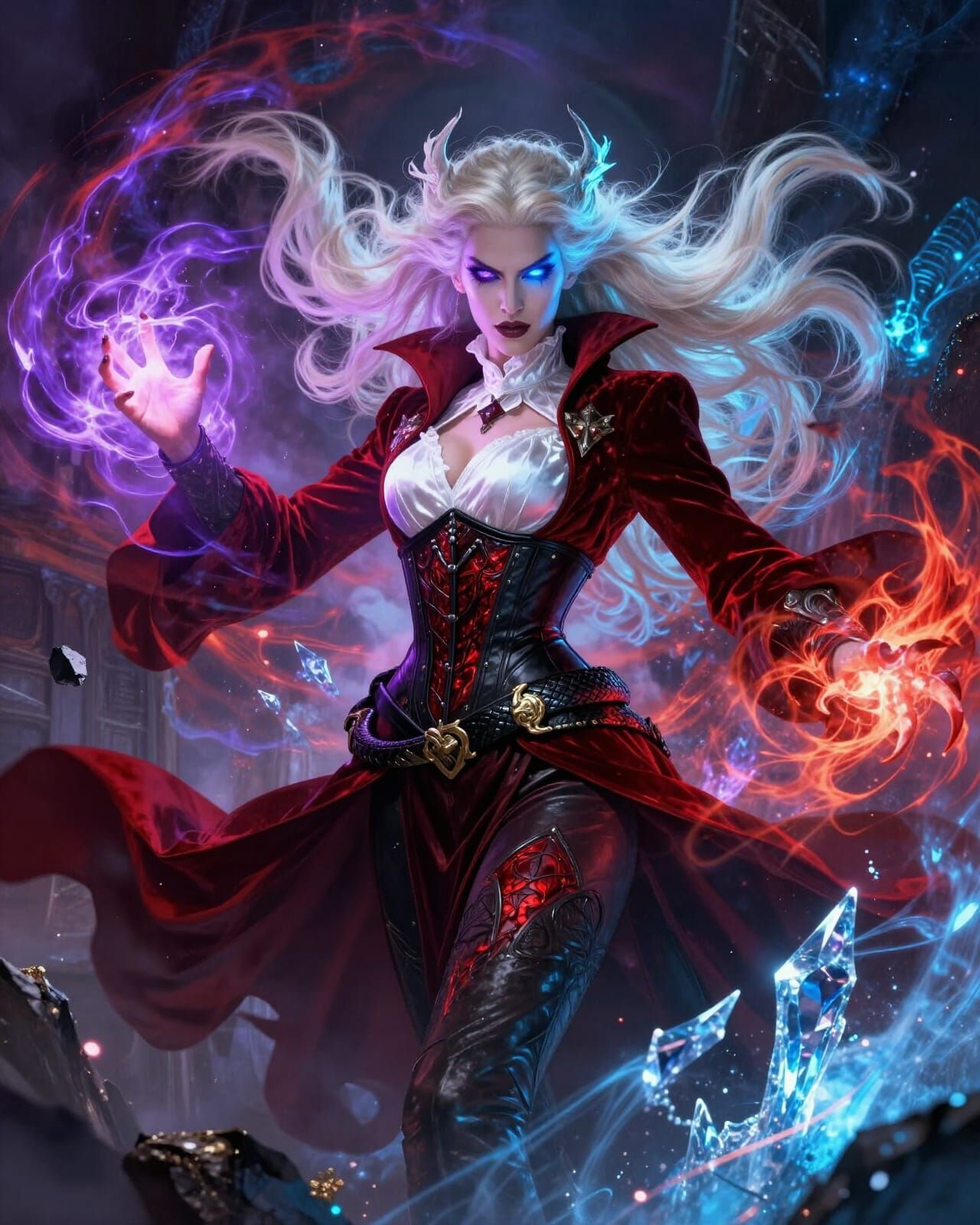 Vampire Archmage Unleashes Dual Elemental Magic