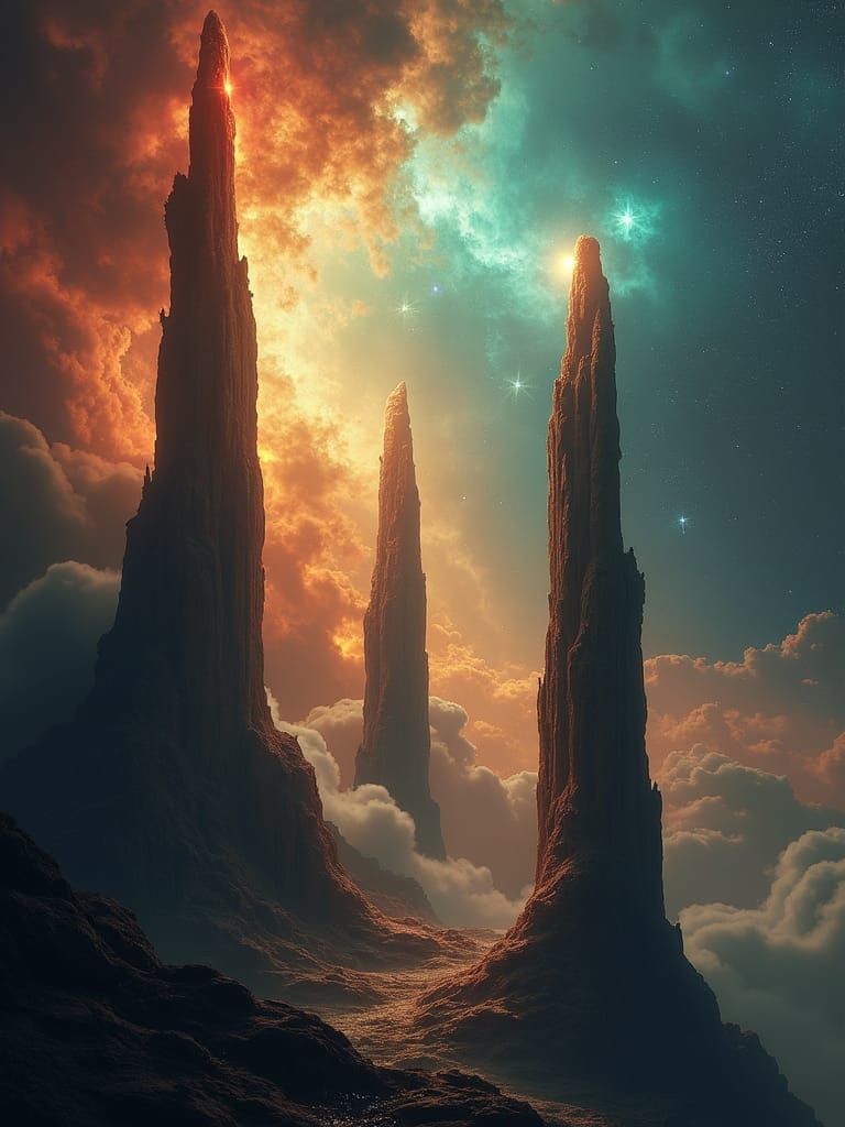 Pillars of Creation Nebula: Cosmic Gas and Dust