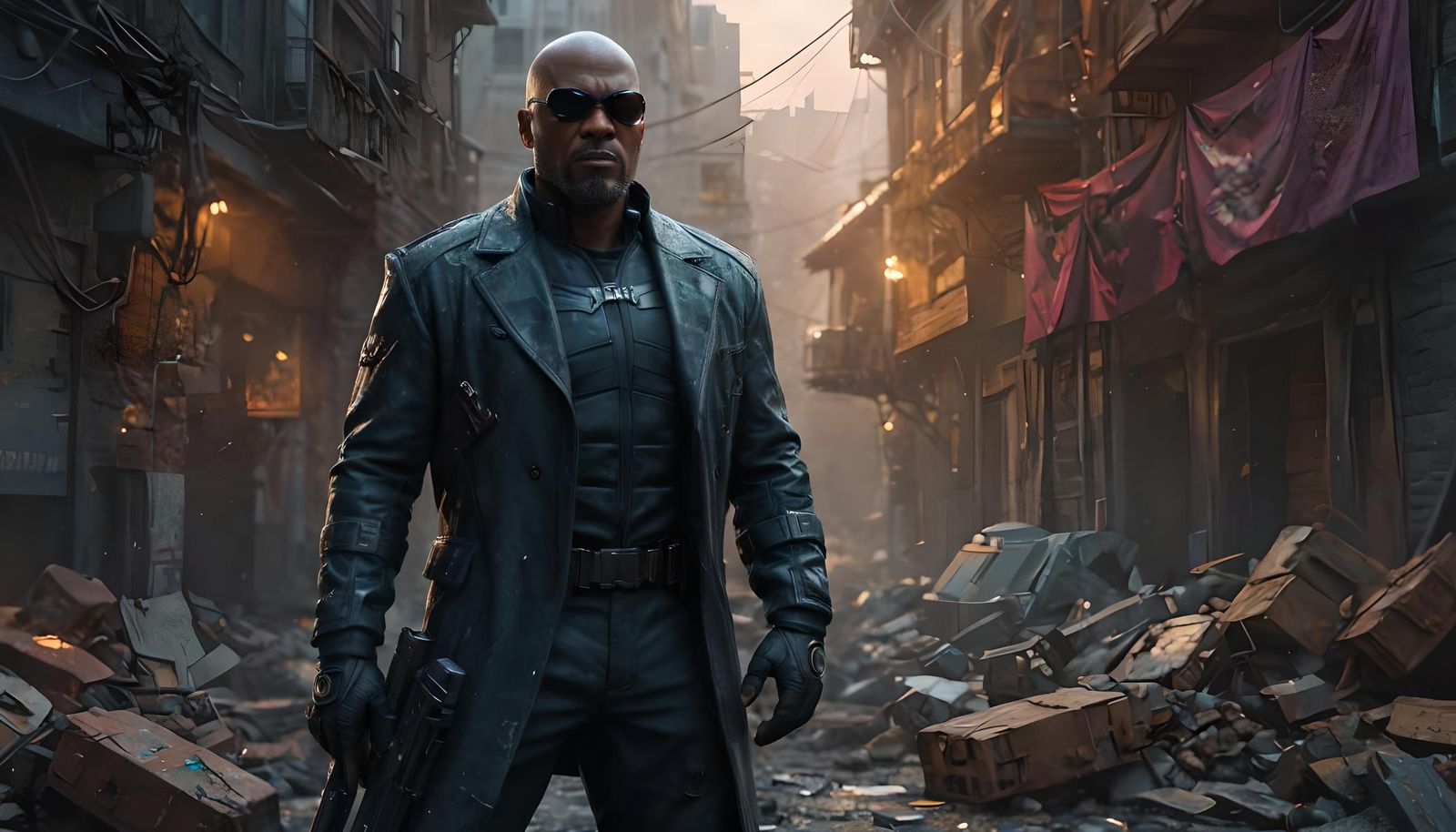 Detailed Portrait of Nick Fury in Fantasy Art Style