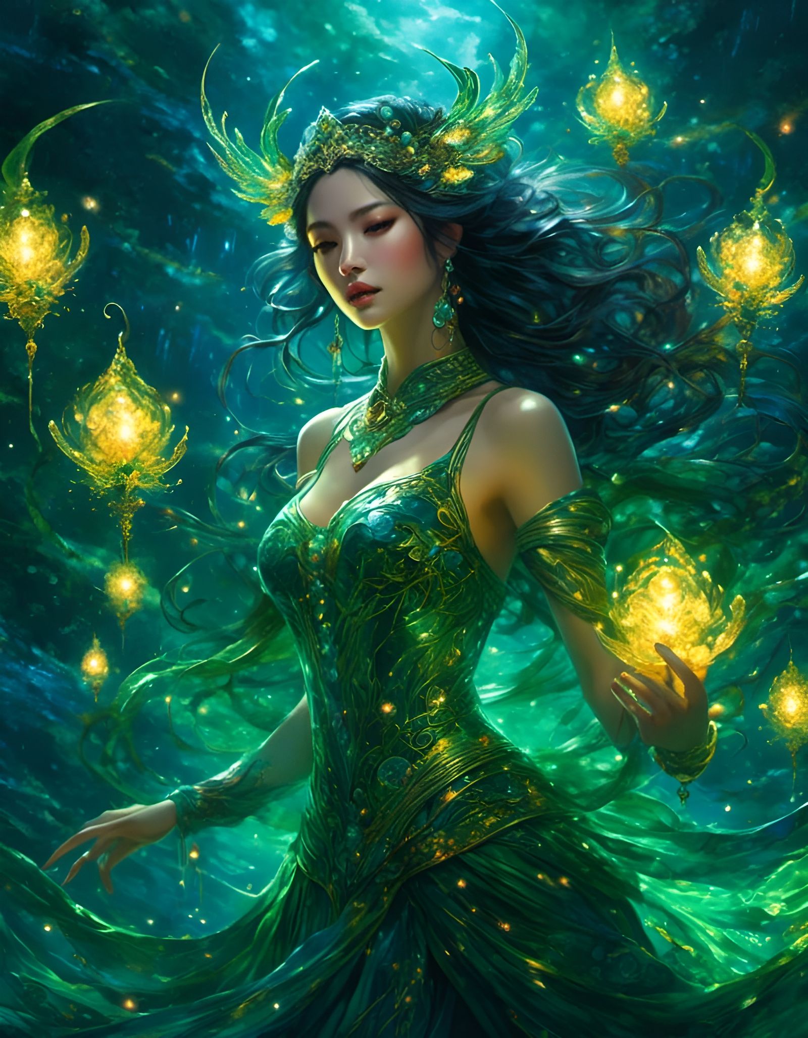 Pisces Zodiac Warrior in Glittery Fantasy Style