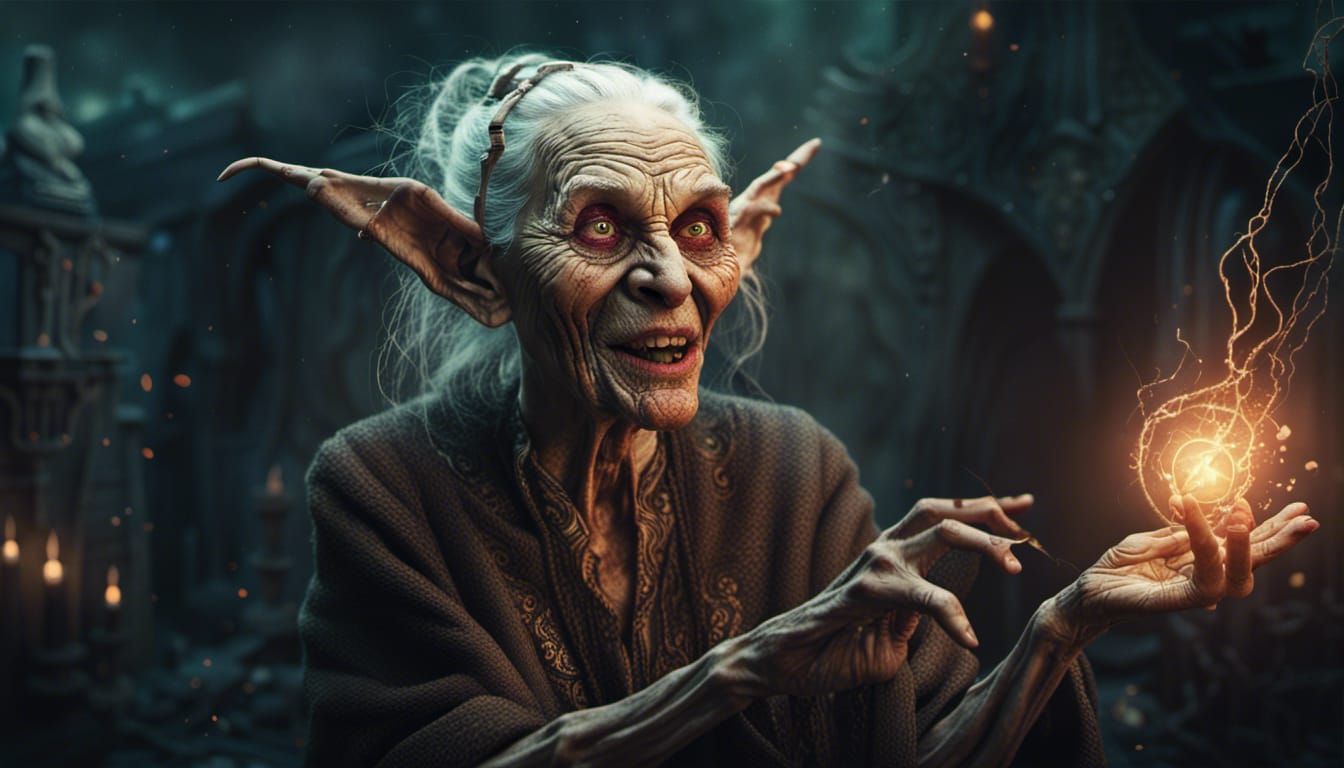 Scary Evil Witch Casting Spell, Fantasy Art