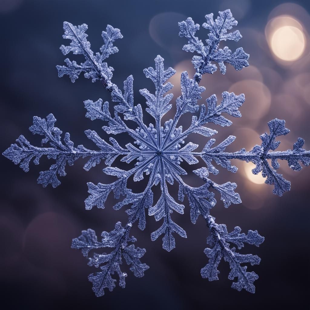 Diamond Snowflake Sparkles in the Night Sky