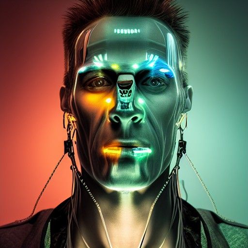 Cyberpunk Frankenstein Portrait in Digital Art Style