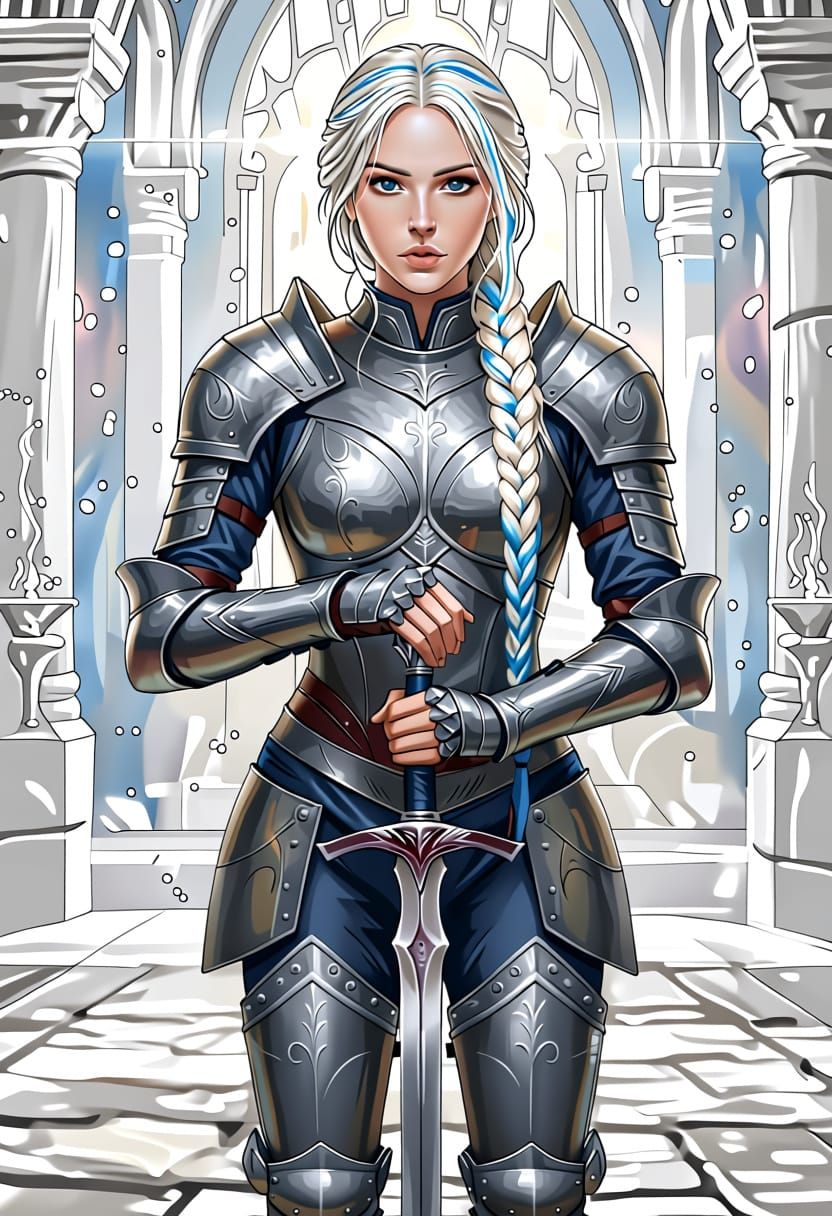 Female Paladin Character Portrait in Detailed Digital Illust...