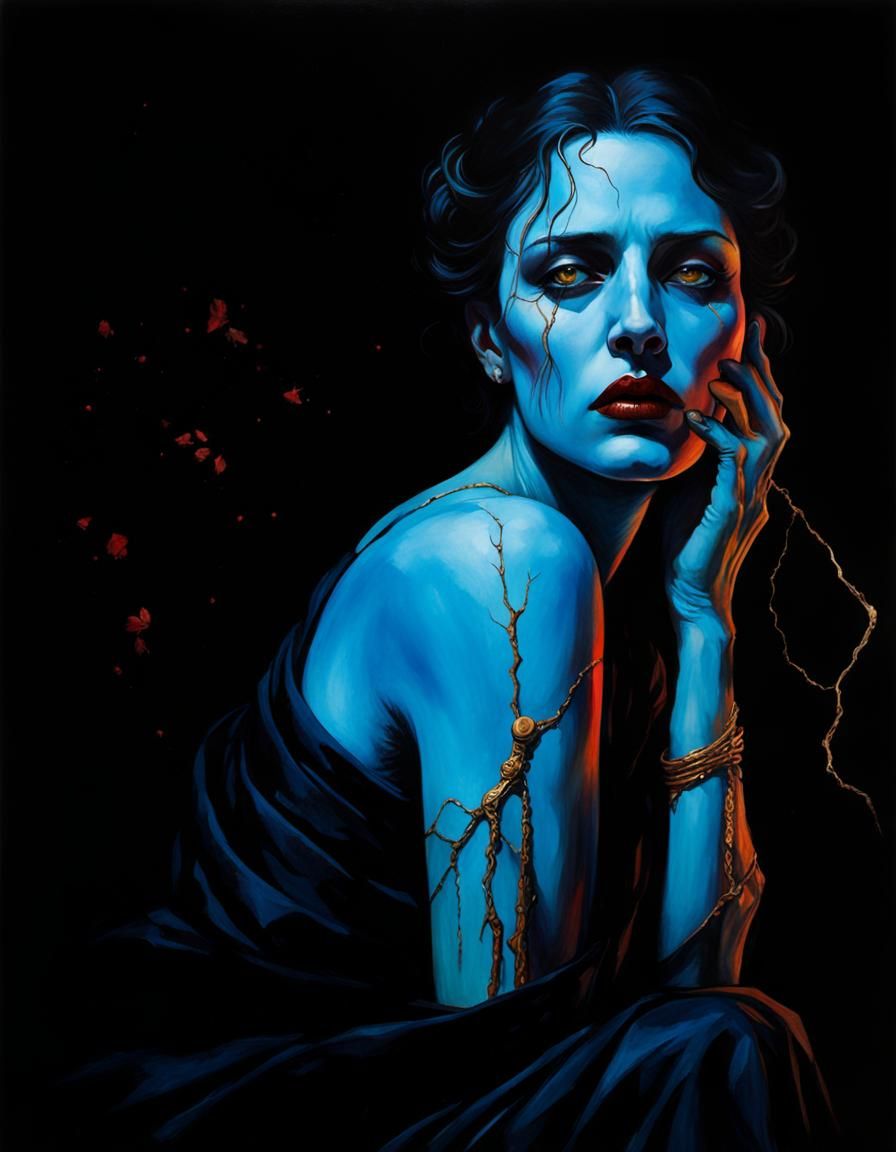 Ominous Gothic Scene in Hyperrealistic Style