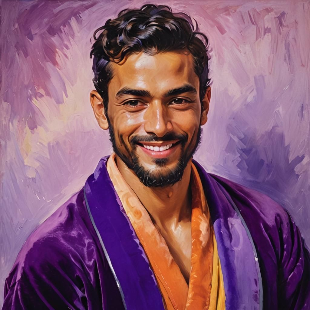 Luxurious Bathrobe Portrait in Impressionist Style