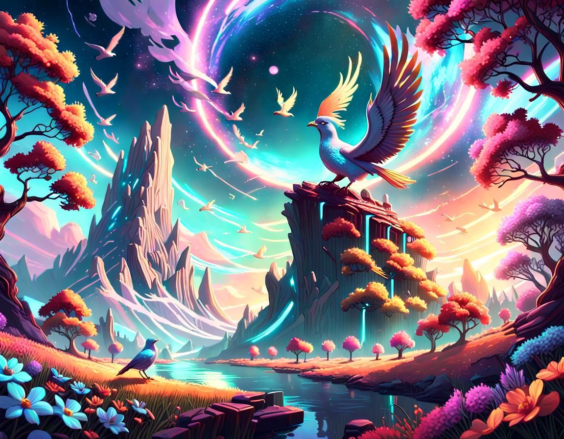 Bifrost: Luminous Fantasy Landscape in Anime Style