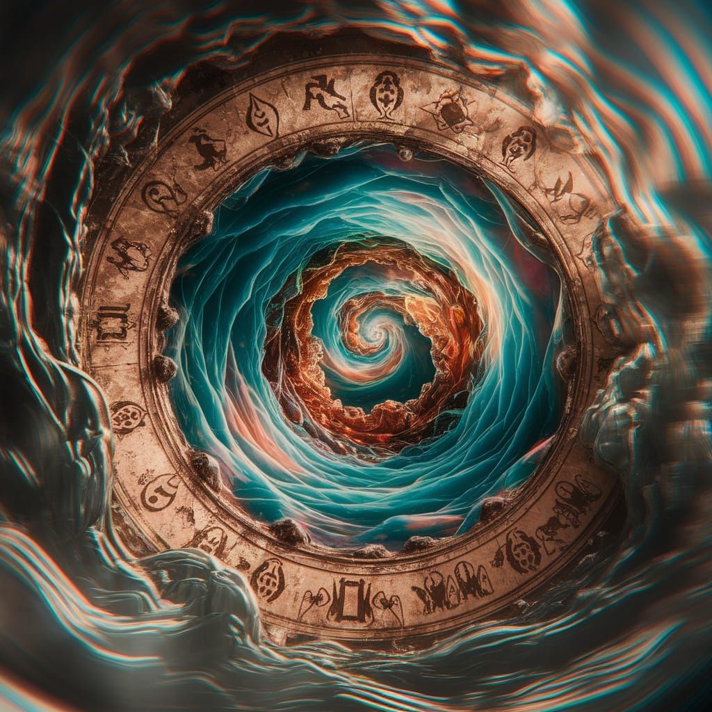 Stained Glass Sea World in Psychedelic Light