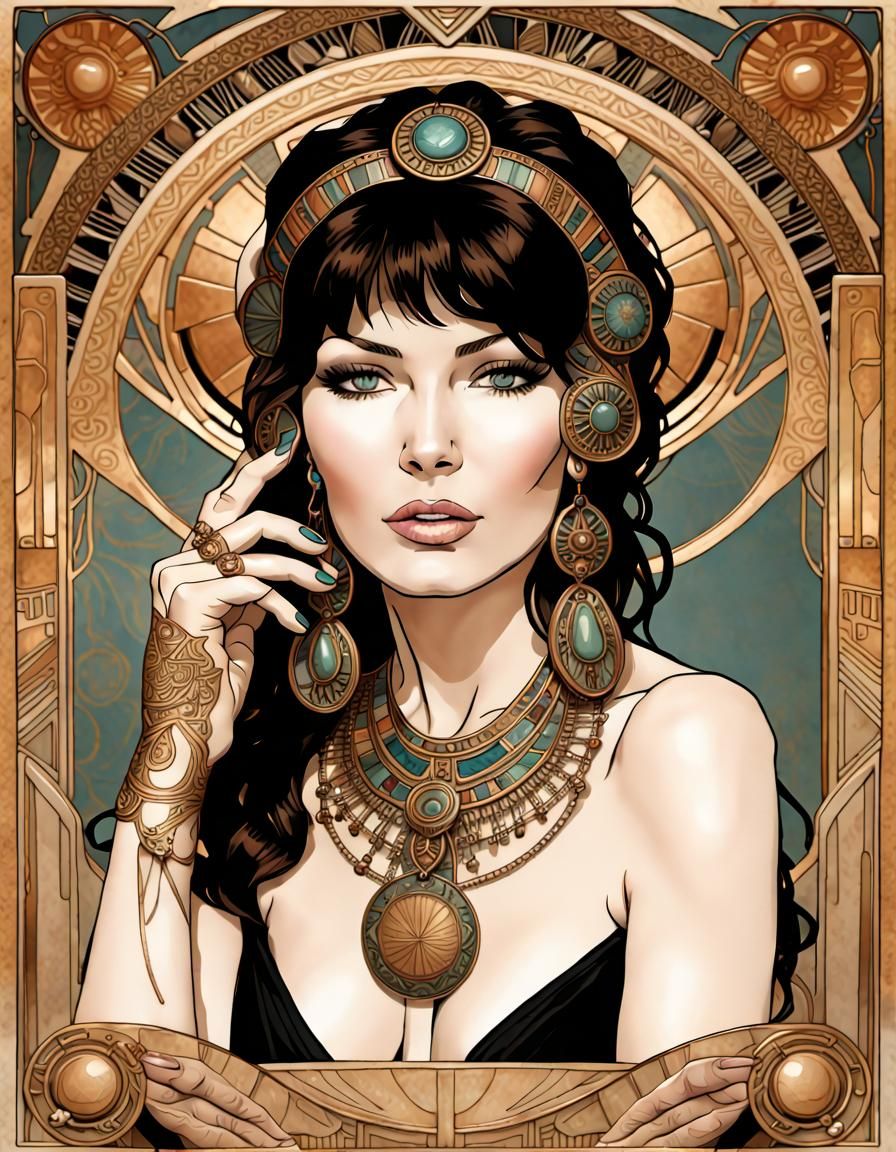 Egyptian Revival Woman with Art Deco Mandala