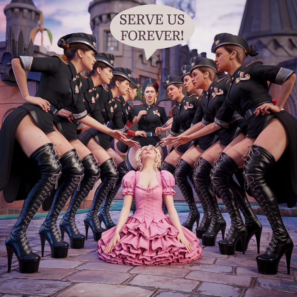 Military Ladies in Castle: High Detail Digital Art