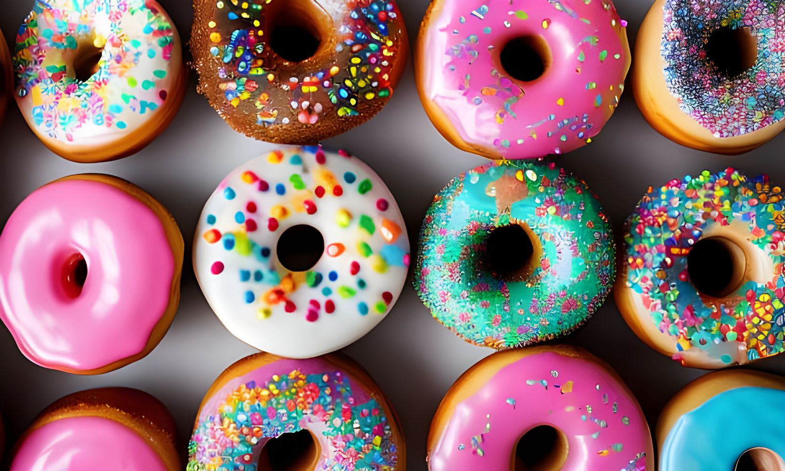 Detailed Image of a Dozen Colorful Donuts