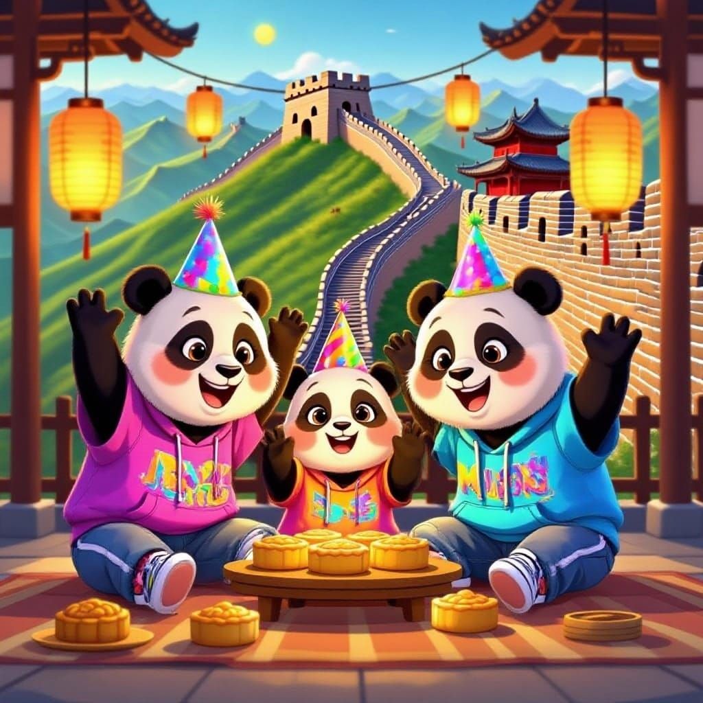 Panda Party at the Great Wall