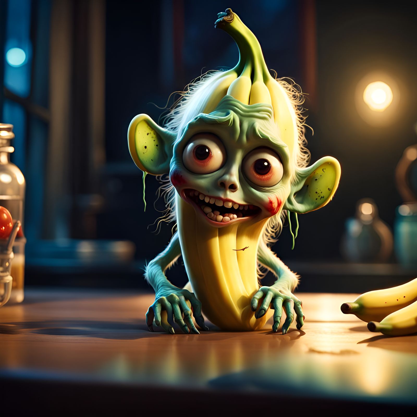Adorable Zombie Banana Portrait in Digital Art Style