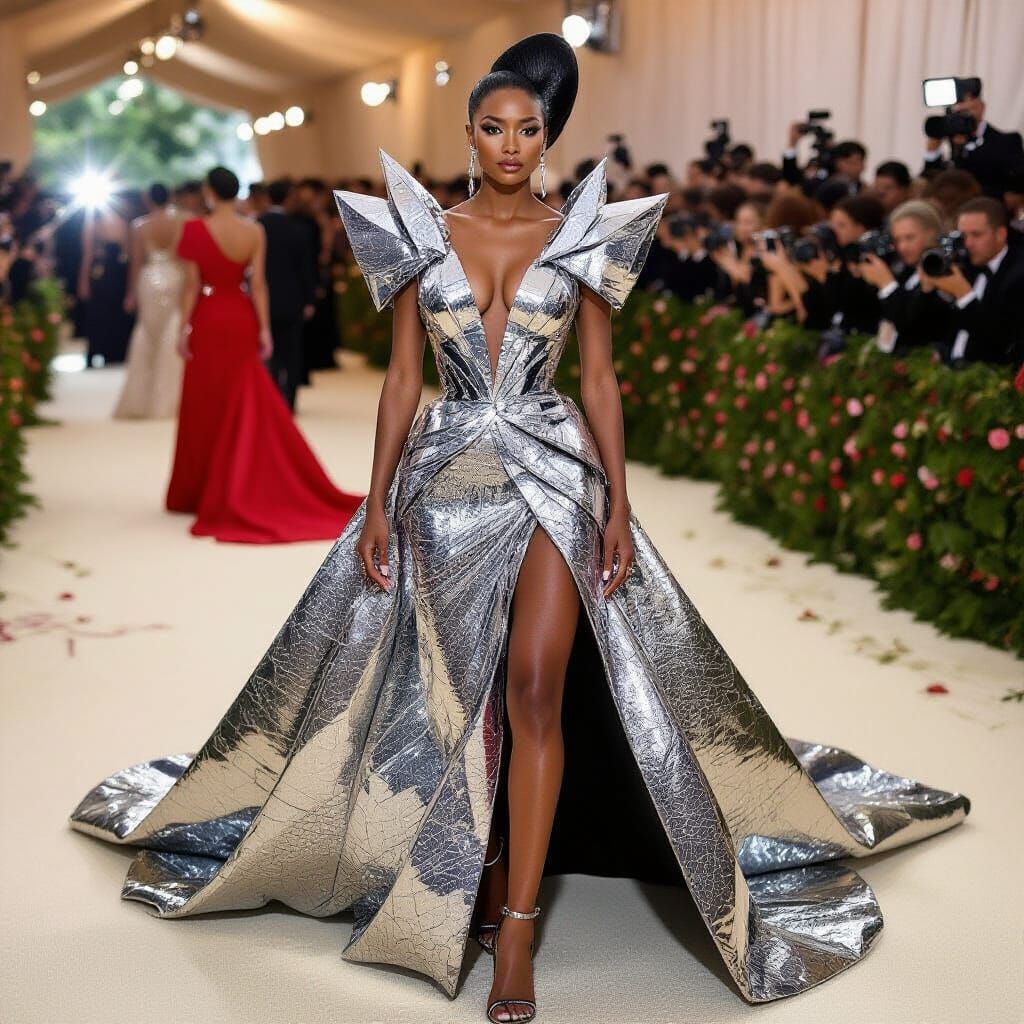 Avant-Garde Gown at the Met Gala in Metallic Couture