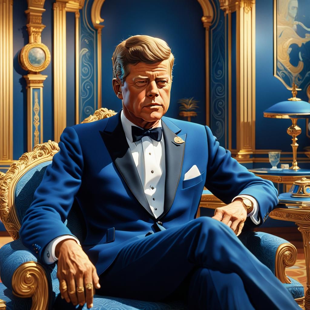 JFK in Blue Tuxedo in Syd Mead Style