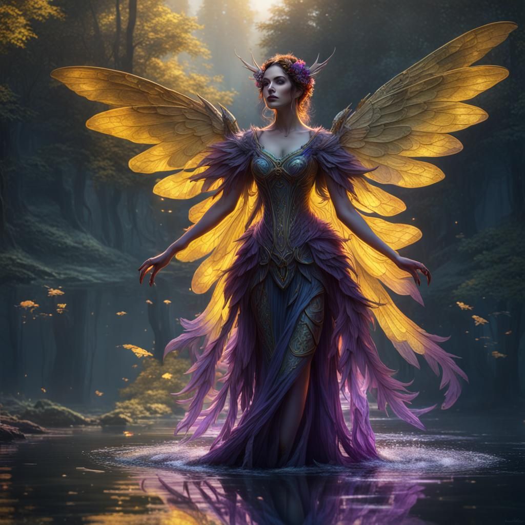 Faerie in Lake: Dark Fantasy Concept Art