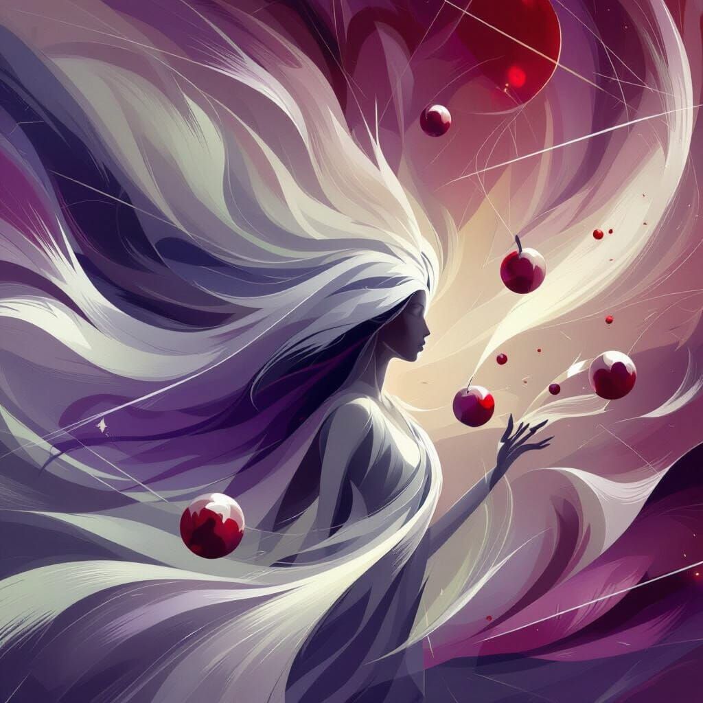 Sorceress Portrait in Soft Black and White with Dramatic Con...