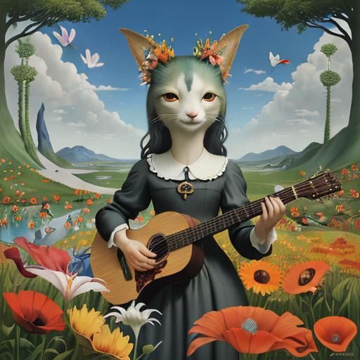 Surreal Anthropomorphic Flowers in Dreamlike Utopia