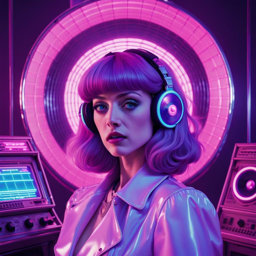 Vaporwave Scene Inspired by Purple Disco Machine