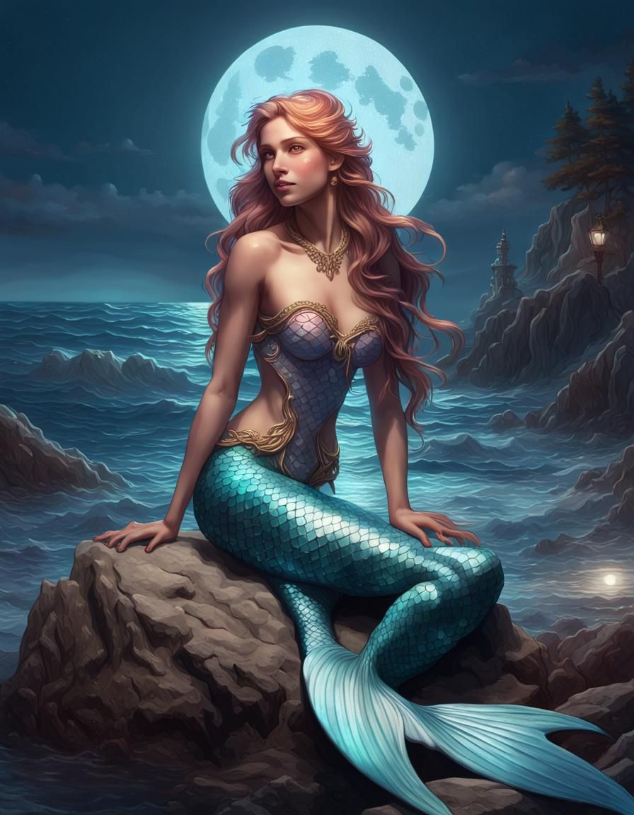 Beautiful Mermaid Portrait in Hyperdetailed Style