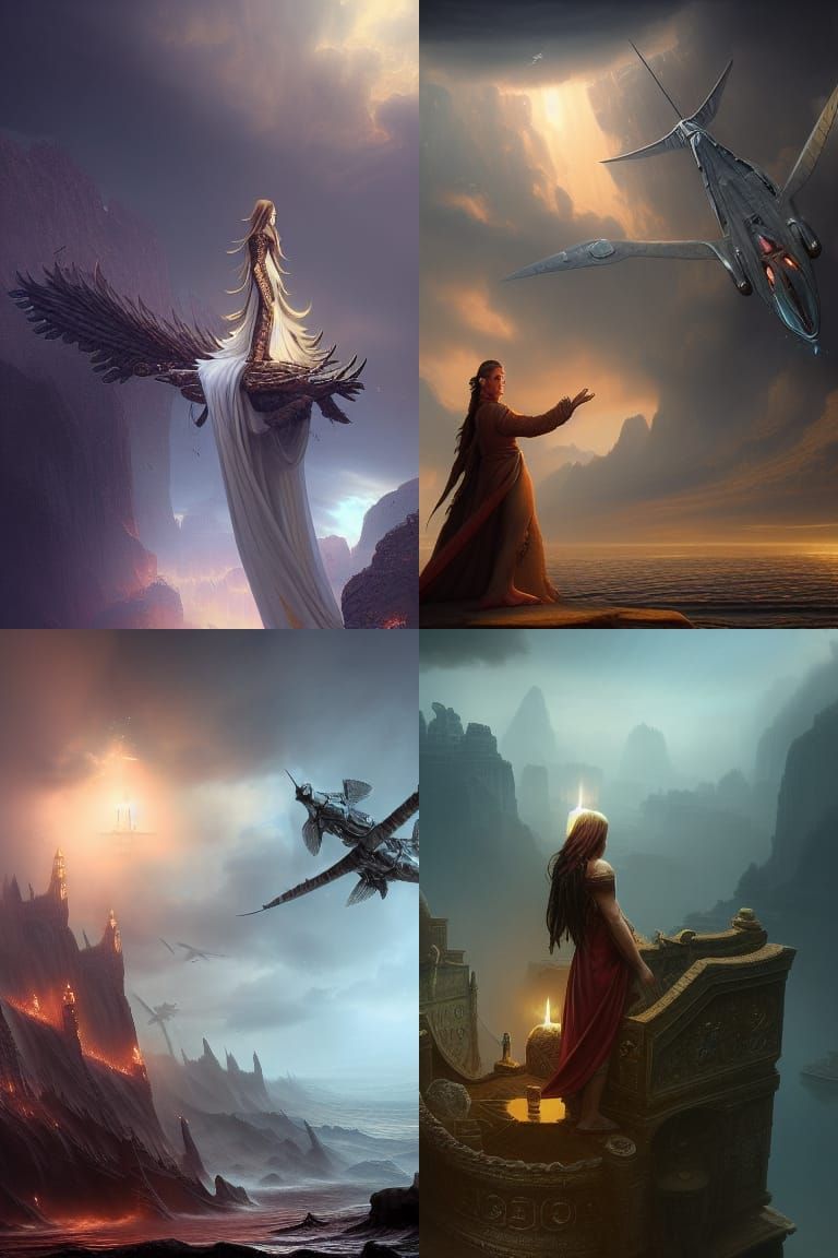 Fantasy Airplanes at Dawn: Digital Illustration