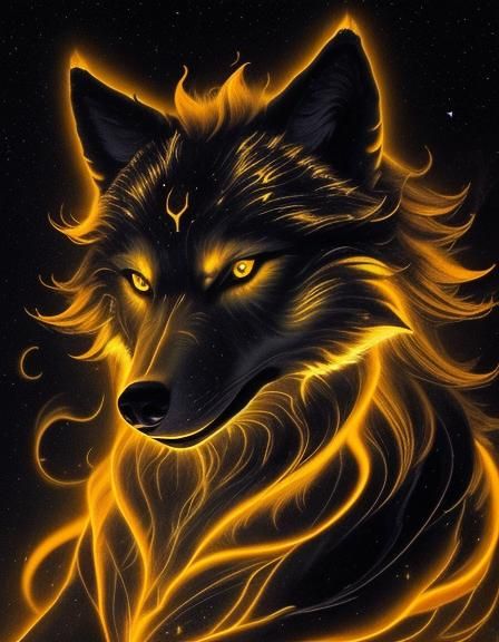 Cosmic Wolf in Eternal Flames