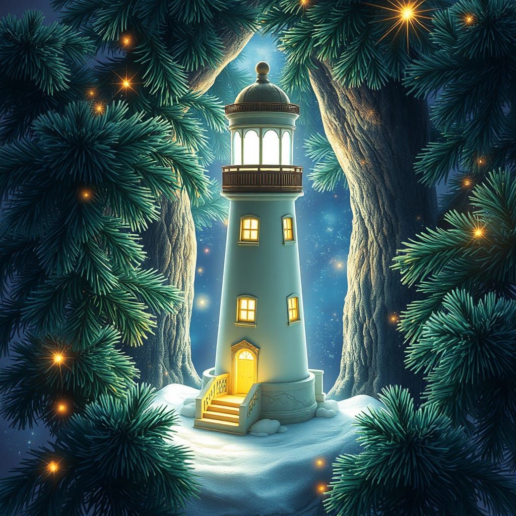 Luminous Lighthouse Music Box in Cosmic Style