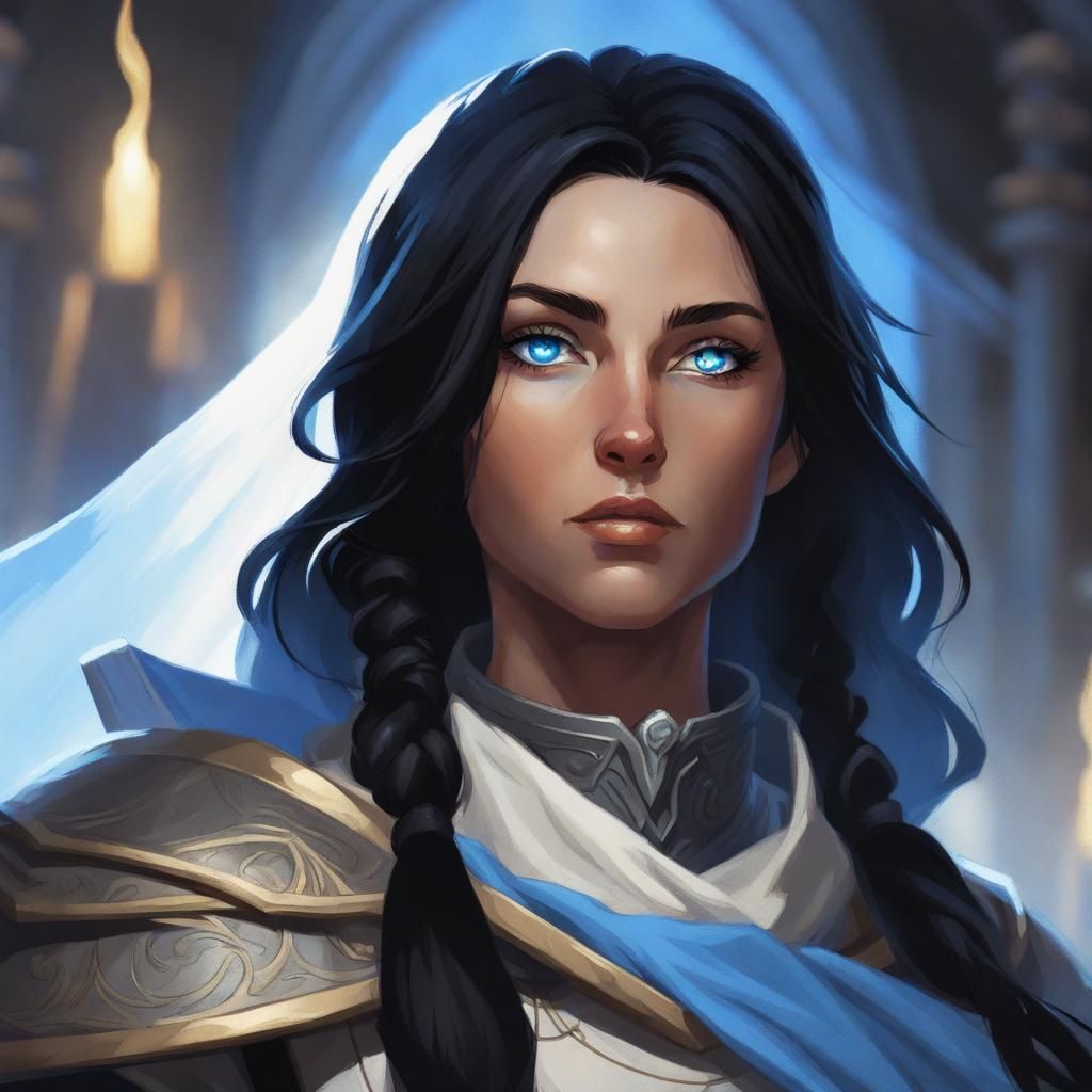 D&D Cleric Woman Portrait with Angelic Lighting