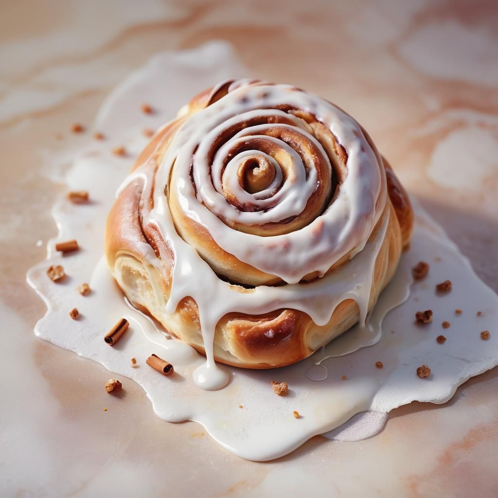 Pastel Watercolor Cinnamon Roll Still Life