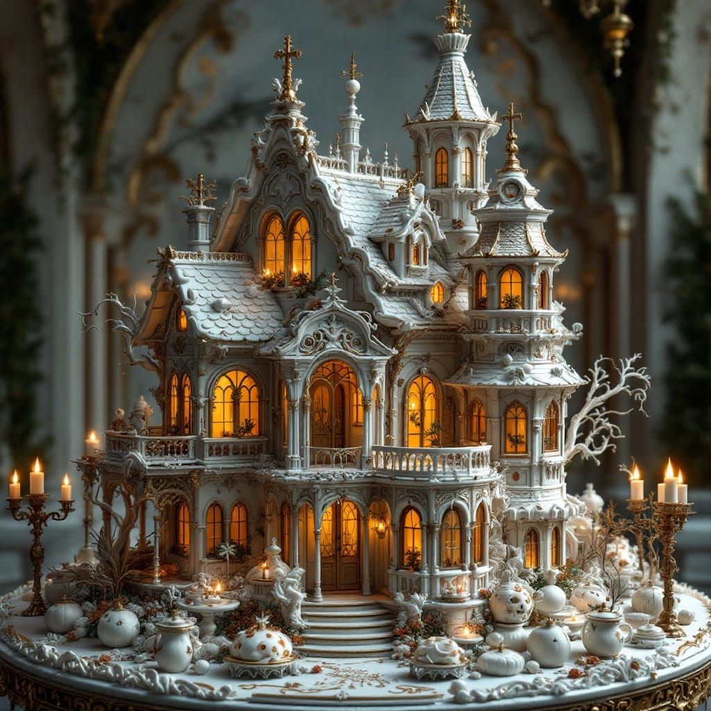 Surreal Victorian Cake Palace in Opulent Baroque Style