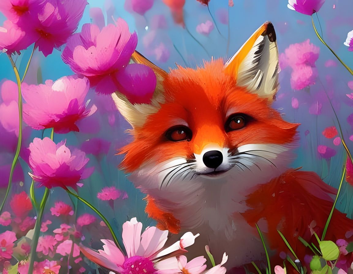 Fox in Flowers