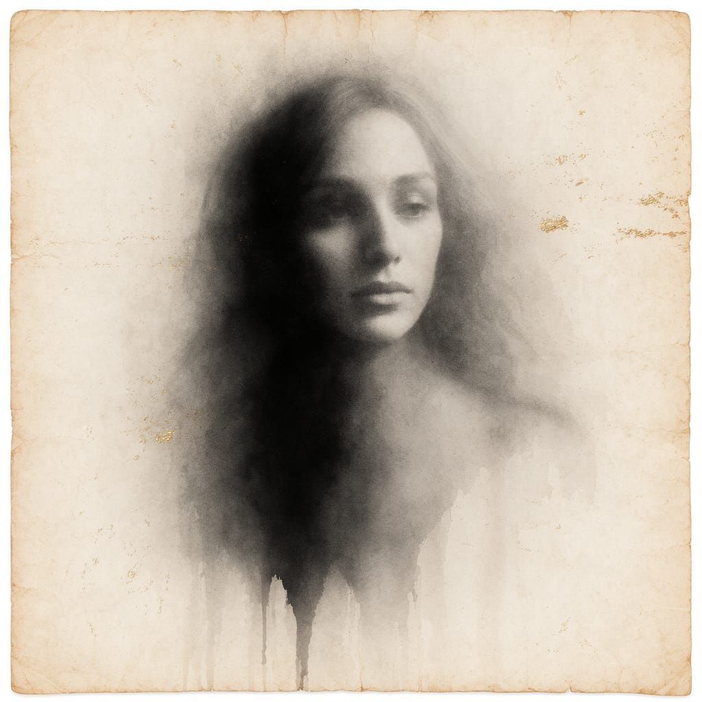 Ethereal Woman Portrait Dissolving into Shadow