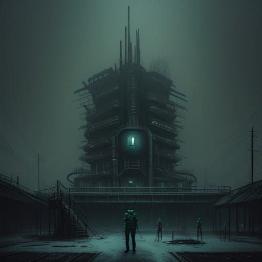 Surreal Industrial Playground in Dystopian Futurism