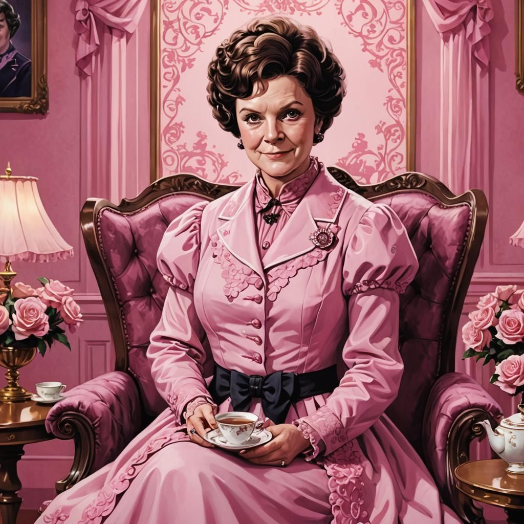 Anime Style Portrait of Dolores Umbridge in Pink