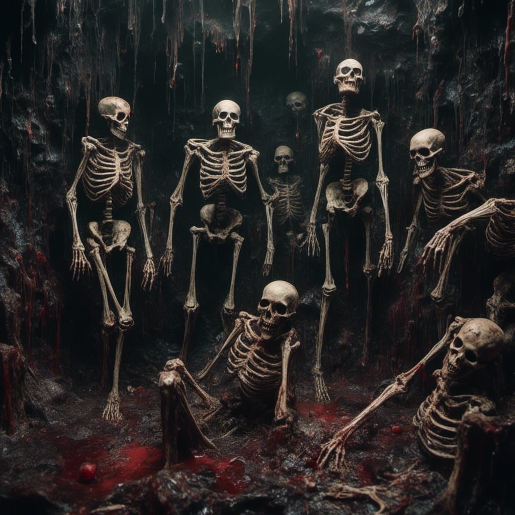 Macabre Skeletons and Zombies Rise from Black Slime